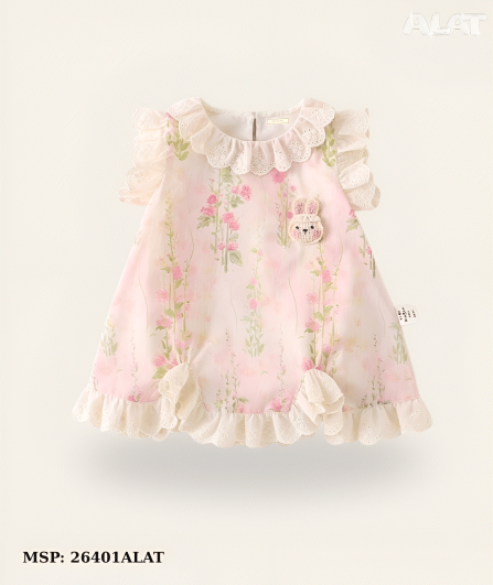 SIÊU SALE THÁNG 9 Đầm Voan Kẻ Sọc Hoa Nhí Điệu Đà Cho Bé Gái – Mã SP: 26401ALAT